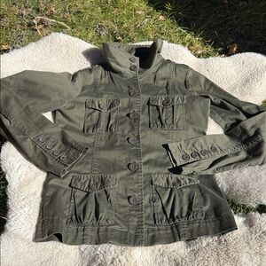 Volcom Utility Military Type Jacket Women’s Large Green Y2K Cotton Blend